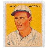1933 Goudey Jack Russell Baseball Card No. 123