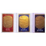 (3) 1965 Topps Embossed Baseball Mantle/Mays