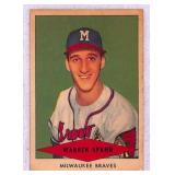 1954 Red Heart Dog Food Warren Spahn with crease