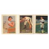 (3) 1957 Topps Baseball Cards Red Marks On back