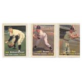 (3) 1957 Topps Baseball Cards Red Mark On Back