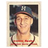 1957 Topps Warren Spahn EXMT Red Mark On back