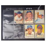 (5) 1952 Topps Crease Free Baseball Cards