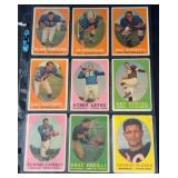 (9) 1958 Topps Football Star Player Cards