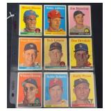 (11) 1958 Topps Baseball HOF Cards mixed grade
