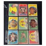 (9) 1959 Topps Baseball HOF Cards