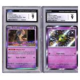 CGC 9 Pokï¿½mon Indeede Holo and Natu Holo Cards