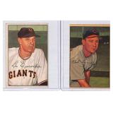 1952 Bowman Leo Durocher Bob Lemon Cards Pair