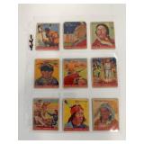 1947 Indian Chewing Gum Trading Cards Set of 9