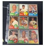 (24) 1963 Topps Baseball Cards crease free