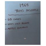 (60) 1968 Topps Baseball Cards, Mostly Commons
