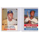 (2) Hank Aaron Brewers Baseball Cards Pair 1970s