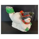 Snowman Sledding Figure-Resin
