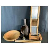 Wood Bowl, Oiler, Metal Scoop, Drum Sticks