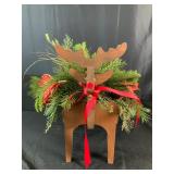 Wooden Reindeer With Greenery