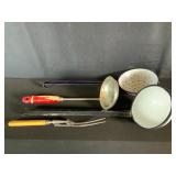 Enamel Ware Laddles & Kitchen Utensils