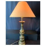 Brass Table Lamp with Architectural Accents