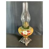 Kerosene Oil Lamp Hand Painted Base with Chimney