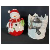 Snowman Cookie Jar & Snowman Candle Holder