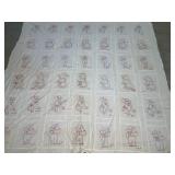 Embroidered Quilt Topper 80 x 81 inches