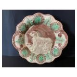 Majolica Plate Featuring a Dog and doghouse