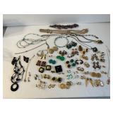 Lot of 60+  Pcs Pins Earrings Necklaces & More