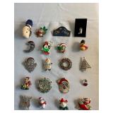 Lot of 20 Vintage Christmas Themed Pins