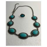 Native American Style Turquoise Necklace & Ring