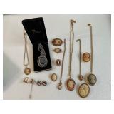 Lot of 15 Vintage Cameo Jewelry