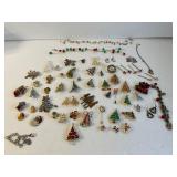 Lot of 60+Pcs Christmas Pins Earrings, Bracelets