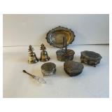 Vintage Silver Toned Jewelry Boxes Bells & More