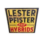 Lester Pfister Painted Metal Sign