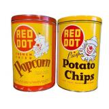 Red Dot Popcorn & Potato Chios Cans