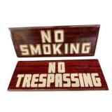 No Smoking No Trespassing Smaltz Paint Metal Signs