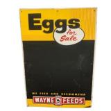 Wayne Feeds Eggs For Sale Embossed Metal Sign
