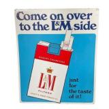 L&M Cigarette Embossed Painted Metal Sign
