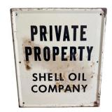 Private Property Shell Oil Company Metal Sign