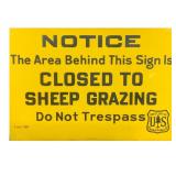 US Forest Service Sheeo Grazing  Sign NOS