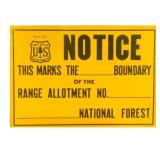 US Forest Service Boundary Range Sign NOS