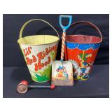 Ohio Art Metal Pails, Shovel and Noise Maker