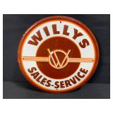 Willys Sales-Service Metal Embossed Sign