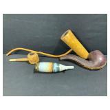 Corn Cob and Porcelain Pipes and a Pipe Case