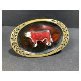 Solid Brass Cow Belt Buckle