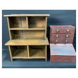Wooden Doll Chest & Open Cabinet