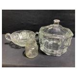 Glass Candy Dish, Imperial Handled Nappy Bowl