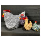Handmade Fabric Hens & Rooster