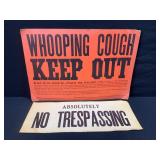 Card Stock Whooping Cough & Trespassing Signs