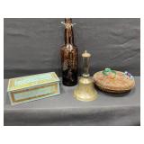 Antique Lot Glass Bottle, School Bell, & More