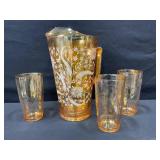 Marigold Carnival Pitcher with 3 Glasses