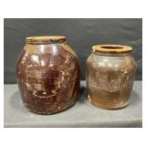 Brown Crocks Lot of 2